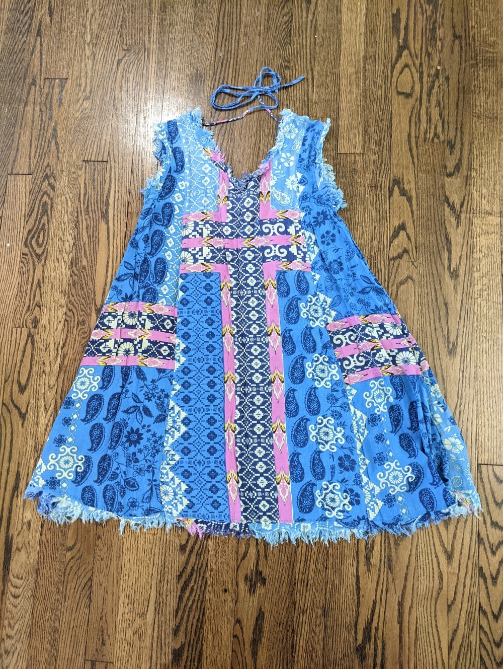 Holding Horses for Anthropologie Swing Dress in Blue Patchwork Print